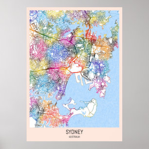 Sydney Australia City Karta Poster