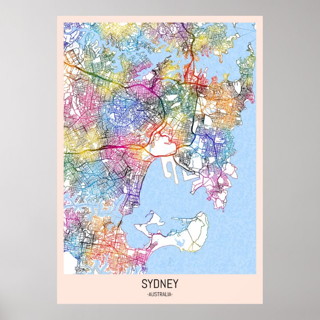 Sydney Australia City Karta Poster (Framsidan)
