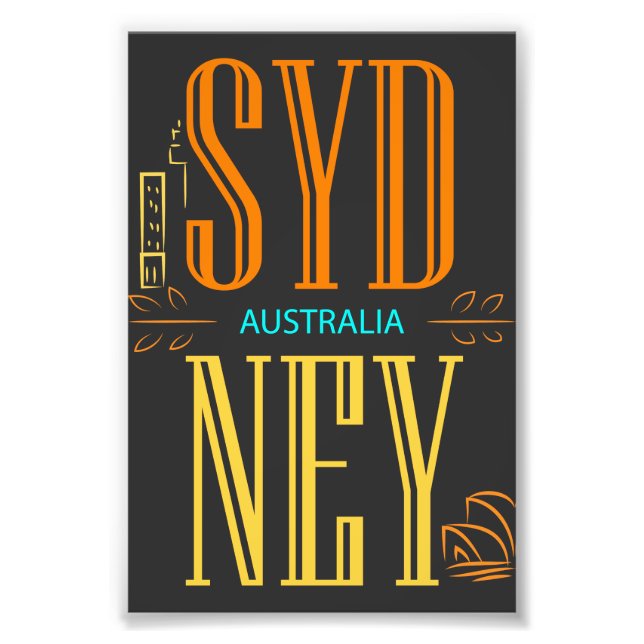 Sydney Australia City Sign Fototryck (Framsidan)