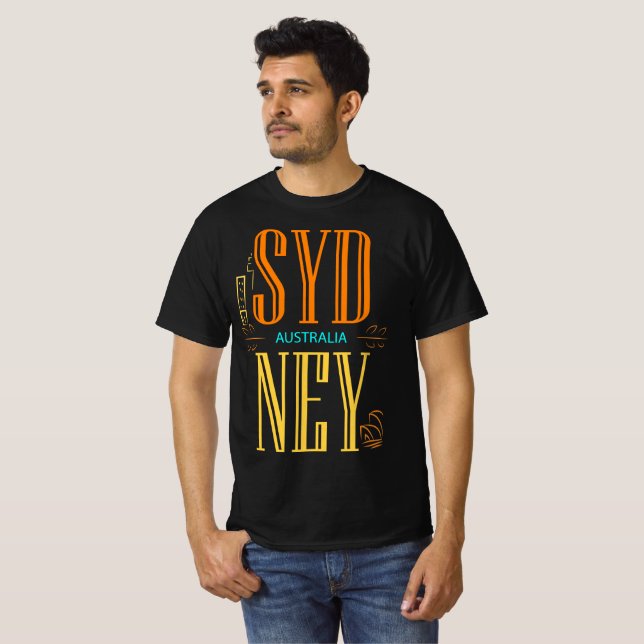 Sydney Australia City Sign T Shirt (Hel framsida)