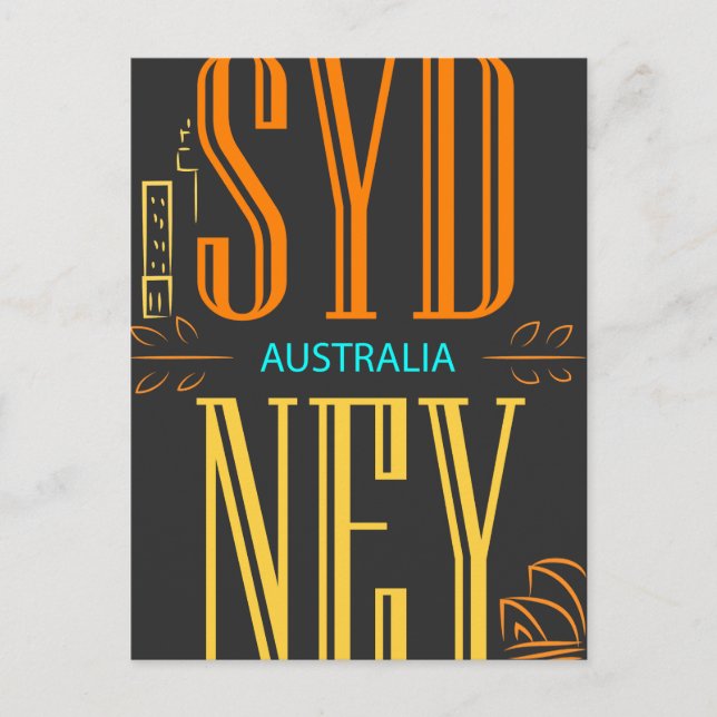 Sydney Australia City Sign Vykort (Framsida)