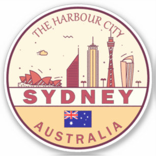 Sydney Australia City Skyline Emblem Klistermärken