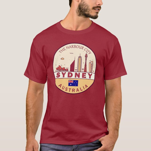 Sydney Australia City Skyline Emblem T Shirt (Framsida)