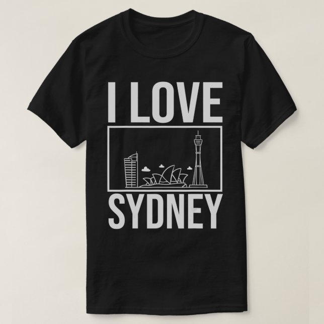 Sydney Australia City Skyline Karta Travel T Shirt (Design framsida)