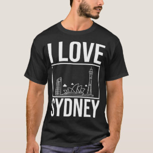 Sydney Australia City Skyline Karta Travel T Shirt