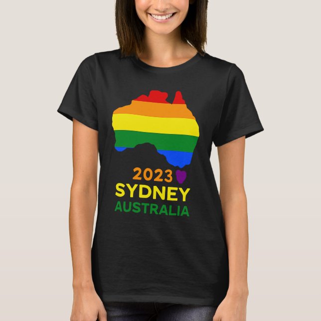 Sydney Australia Gay and Lesbian Pride T Shirt (Framsida)