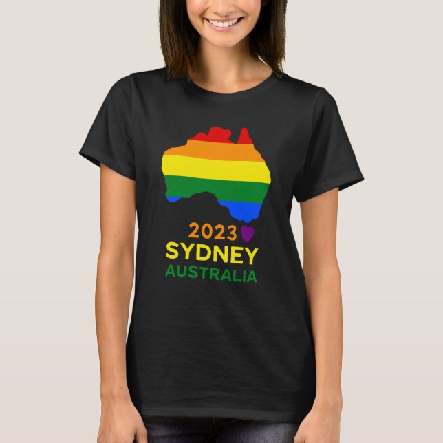 Sydney Australia Gay and Lesbian Pride T Shirt (Framsida)