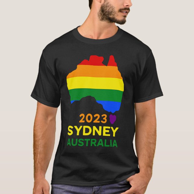 Sydney Australia Gay and Lesbian Pride T Shirt (Framsida)