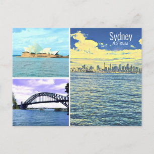Sydney Australia icons Postcard Vykort