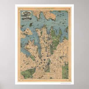 Sydney Australia Karta 1922 Poster
