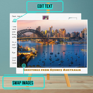 Sydney Australia med Blue Harbour Vykort