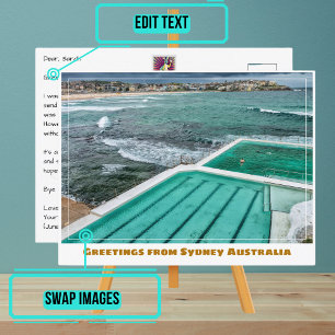 Sydney Australia med Bondi Beach & Icebergs Bassän Vykort