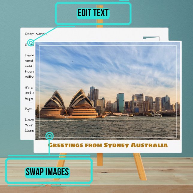 Sydney Australia med Opera House från Vatten Vykort (Please enjoy our design and see the others in the collection.)