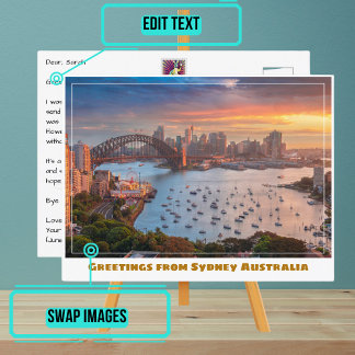 Sydney Australia med Wide Harbour Vykort