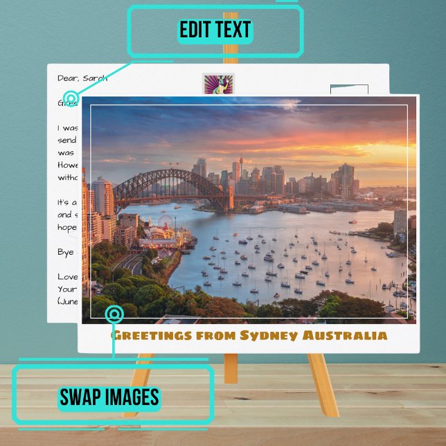 Sydney Australia med Wide Harbour Vykort (Please enjoy our design and see the others in the collection.)