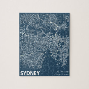 Sydney Australia Minimalist City Karta Line Art Bl Pussel