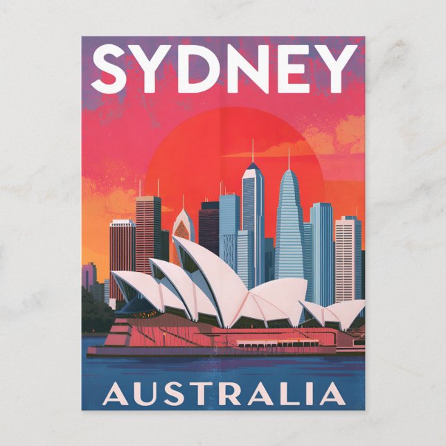 Sydney Australia Opera House Skyline Vykort (Framsida)