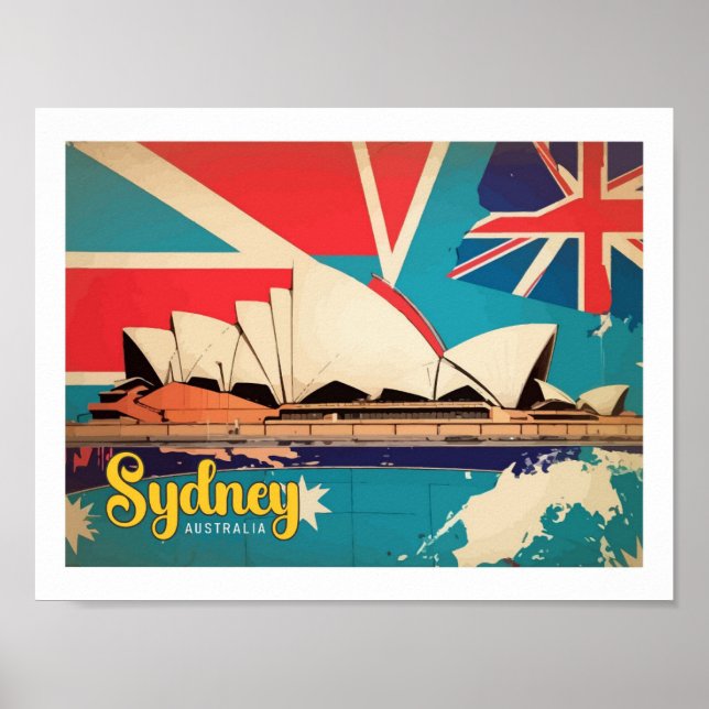 Sydney Australia Pop Art Travel Illustration Poster (Framsidan)