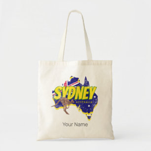 Sydney Australia Retro Kangaroo och Flagga Vintage Tygkasse