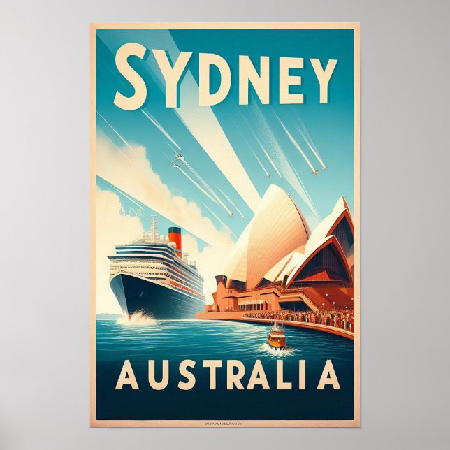 Sydney Australia Retro Travel Poster (Framsidan)
