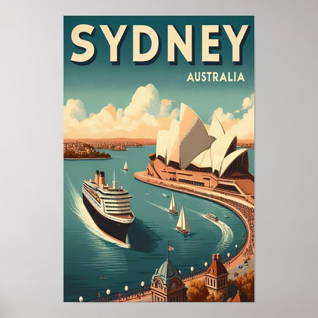Sydney Australia Retro Travel Poster (Framsidan)