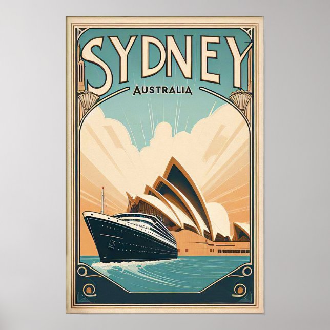 Sydney Australia Retro Travel Poster (Framsidan)