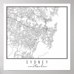 Sydney Australia Street Karta Poster