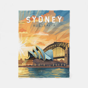 Sydney Australia Travel Art Vintage Fleecefilt