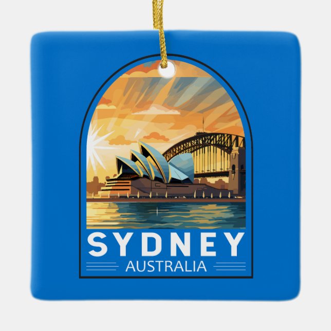 Sydney Australia Travel Art Vintage Julgransprydnad Keramik (Framsida)