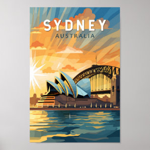 Sydney Australia Travel Art Vintage Poster