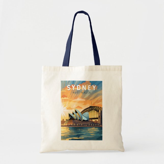 Sydney Australia Travel Art Vintage Tygkasse (Framsidan)