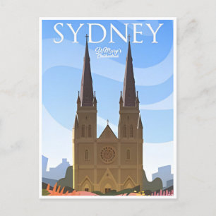 Sydney Australia Travel Art Vintage Vykort