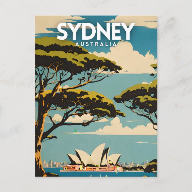 Sydney Australia Travel Art Vykort (Framsida)