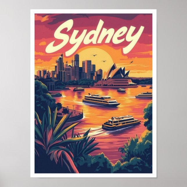 Sydney Australia Vintage resor Illustration Poster (Framsidan)