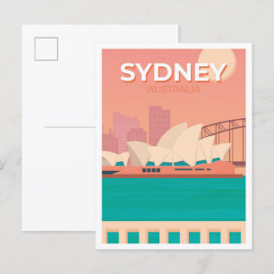 Sydney Australia Vintage resor Illustration Vykort