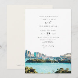 SYDNEY AUSTRALIA Watercolor Illustration Bröllop Inbjudningar