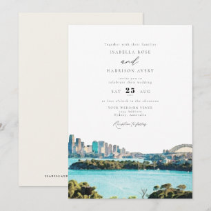 SYDNEY AUSTRALIA Watercolor Illustration Bröllop Inbjudningar