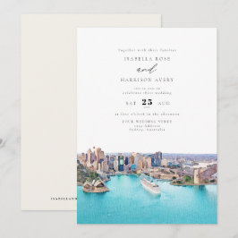 SYDNEY AUSTRALIA Watercolor Illustration Bröllop Inbjudningar
