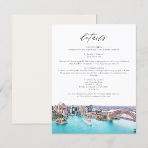 SYDNEY AUSTRALIA Watercolor Illustration Bröllop Inbjudningar