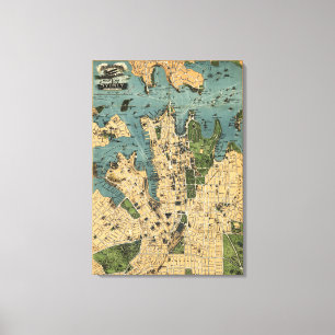 Sydney AustraliaPanoramic karta Canvastryck