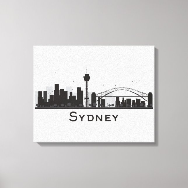 Sydney, Australien | Black & White City Skyline Canvastryck (Framsida)