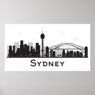 Sydney, Australien Black & White City Skyline Poster