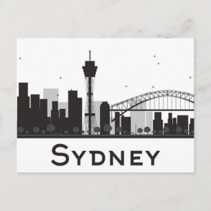 Sydney, Australien Black & White City Skyline Vykort