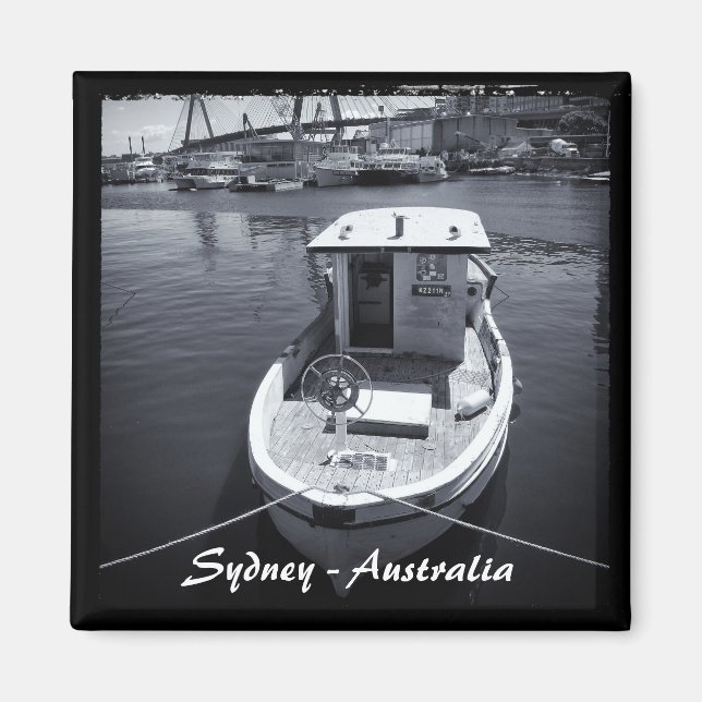 Sydney - Australien, Boat, Bridge (Fridge Magnet) Magnet (Framsidan)