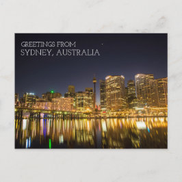 Sydney Australien Darling Harbor Nattetid Vykort