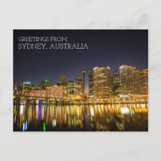 Sydney Australien Darling Harbor Nattetid Vykort