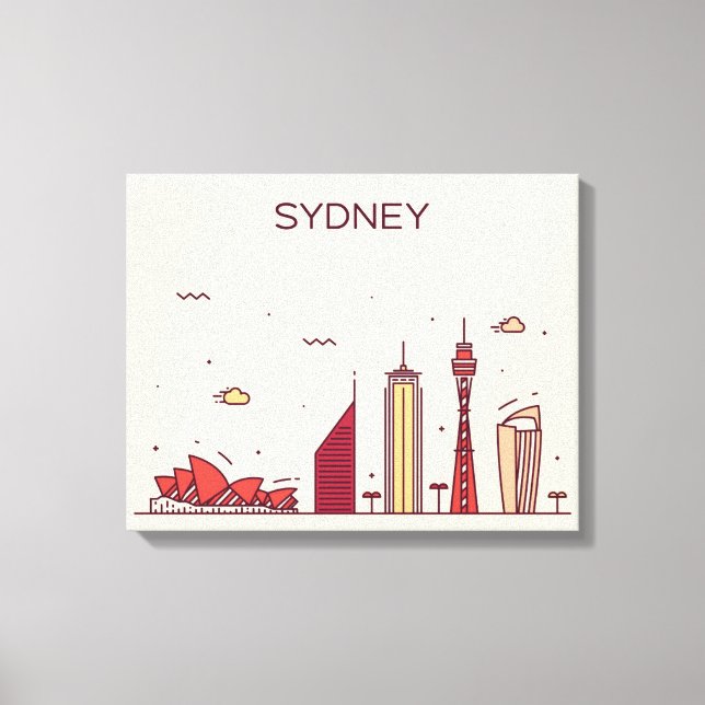 Sydney, Australien | Doodle Skyline Canvastryck (Framsida)