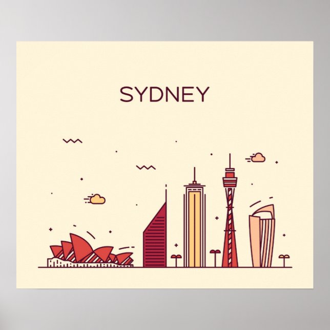 Sydney, Australien | Doodle Skyline Poster (Framsidan)