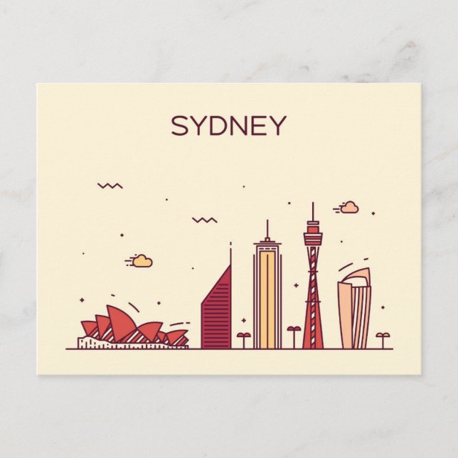Sydney, Australien | Doodle Skyline Vykort (Framsida)