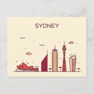Sydney, Australien   Doodle Skyline Vykort